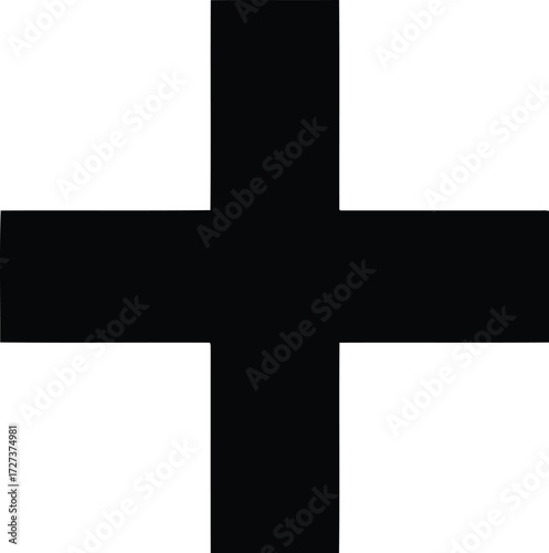 Simple black plus symbol isolated graphic element add addition concept vector