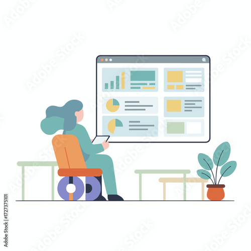 The developer uses software to analyze the data from a website’s vector illustrations