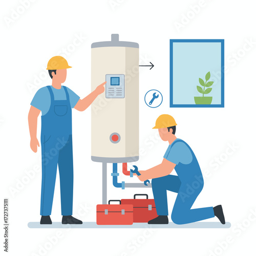Professional construction crew concept illustrated in vector form