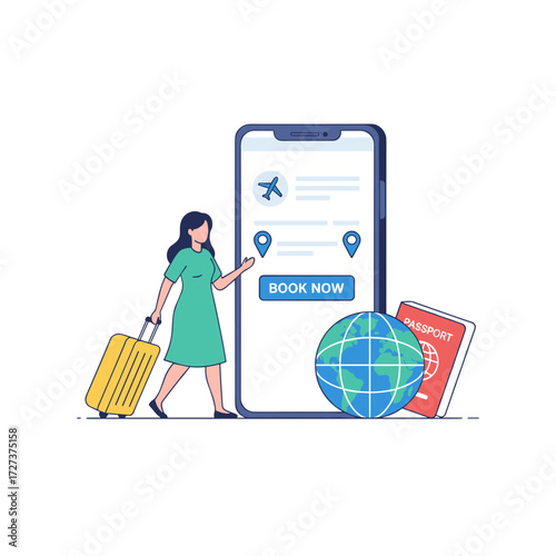 A modern flat design concept for the “Book Your Flight” landing page template, easy to edit and customize