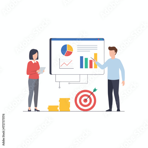 Concept illustration of a financial planner on a white background