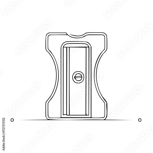 Classic Handheld Pencil Sharpener Line Art Illustration School and Office Supply