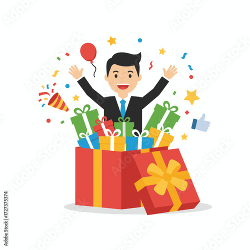 Concept for a giveaway illustration: a flat illustration set against a white background