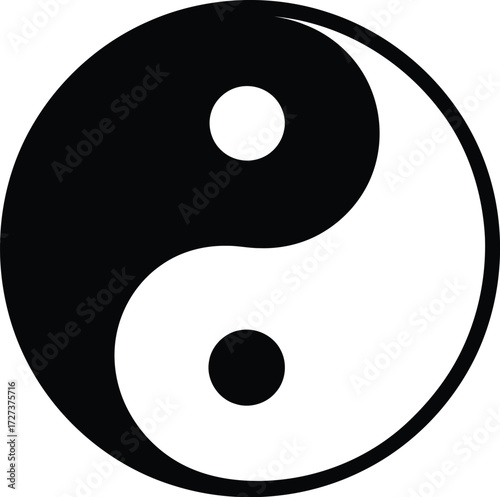 Yin yang symbol harmony balance contrast opposites black white vector