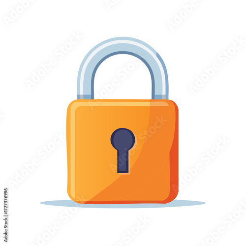 Orange padlock with silver shackle and keyhole symbolizing digital security and data protection