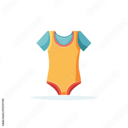 Colorful short sleeve gymnastics leotard for girls vector illustration