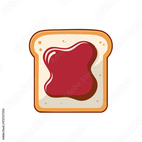 Simple vector icon of a toasted bread slice with sweet red fruit jam