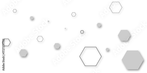Abstract background with grey hexagon shapes and soft shadows, modern geometric pattern, minimal clean design for business, technology, corporate template, wallpaper, and creative layout.