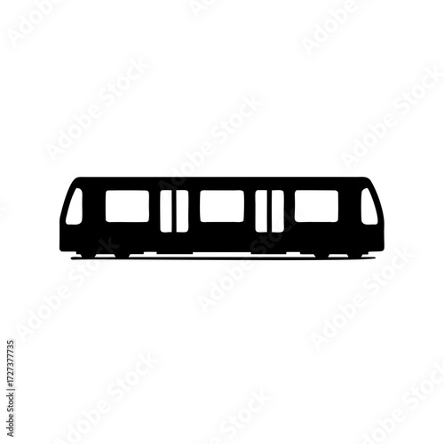 Silhouette of a modern subway train with windows and doors, public transportation