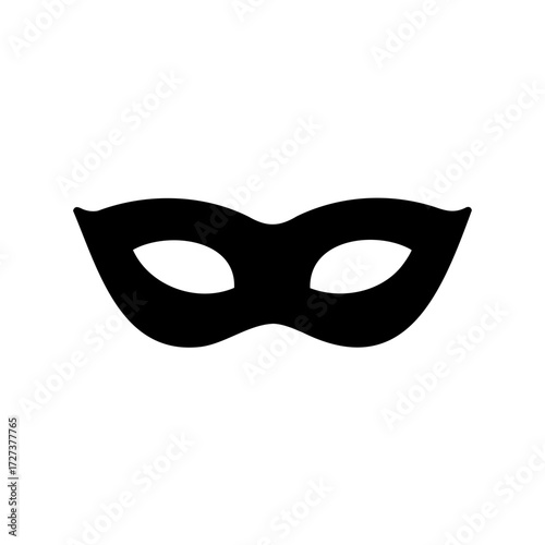 Black carnival mask on a white background, vector graphic illustration.