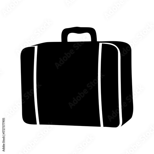 Stylized black briefcase illustration with white highlights and handle design