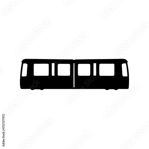 Silhouette Illustration of Subway Car or Train Car on White Background