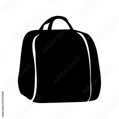 Stylized vector illustration of a black travel duffel bag with top handles