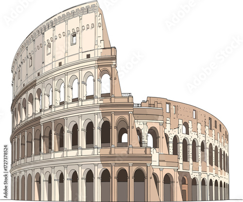 Vector, illustration, Colosseum, Roman building,