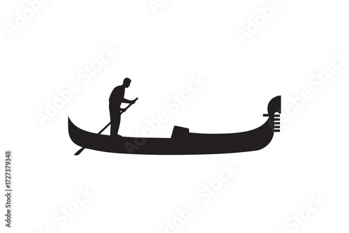 Gondola boat silhouette vector design Gondolier silhouette black boat art