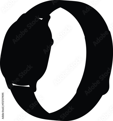 Modern smartwatch black band isolated minimalist tech gadget vector