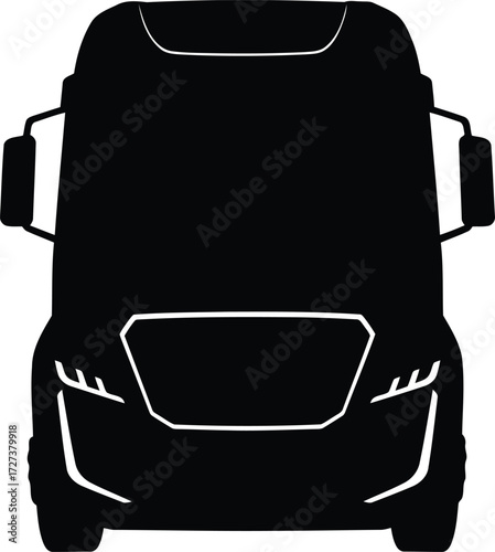 Modern truck cab silhouette top view isolated freight transport vehicle vector