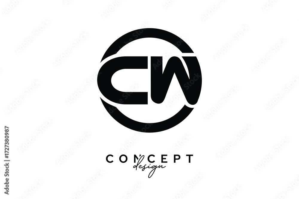 Obraz premium CW Creative Circle Monogram Logo Design – Modern Branding Concept