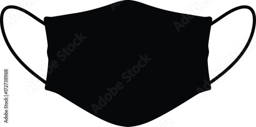 Black face mask simple isolated clean design vector