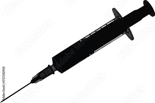 Isolated black syringe medical healthcare concept vector
