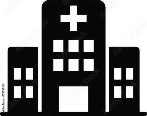 Modern hospital building icon medical health care symbol clean design vector