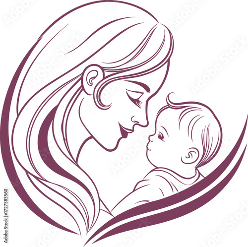 Mother and Baby Silhouette SVG for Parenthood and Love Designs