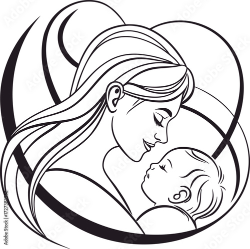 Mother and Baby Silhouette SVG for Parenthood and Love Designs