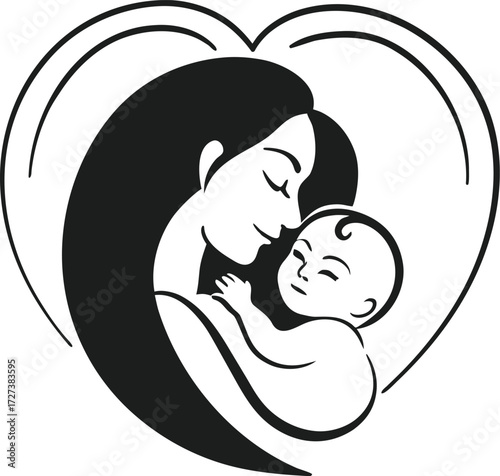 Mother and Baby Silhouette SVG for Parenthood and Love Designs