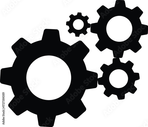 Interlocking gears symbolizing synergy and engineering innovation vector