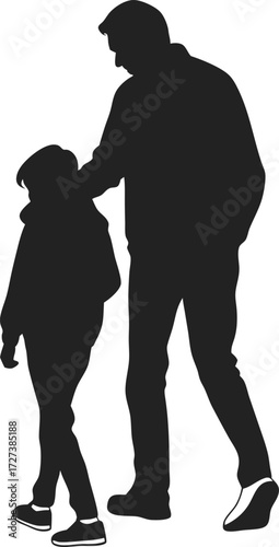 Father and Son Silhouette | Family Bond Illustration | Parenting Graphic Art