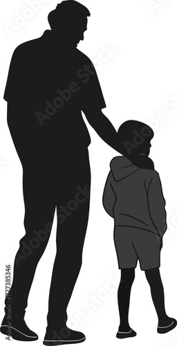 Father and Son Silhouette | Family Bond Illustration | Parenting Graphic Art