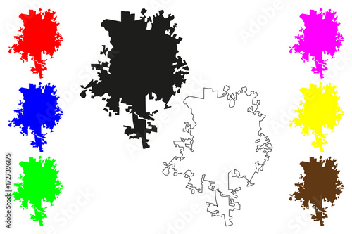 Aguascalientes city (United Mexican States, Mexico, Aguascalientes State) map vector illustration, scribble sketch Ciudad de Aguascalientes map