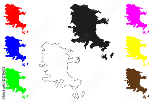 Apatzingan city (United Mexican States, Mexico, Michoacan State) map vector illustration, scribble sketch Apatzingán de la Constitución map