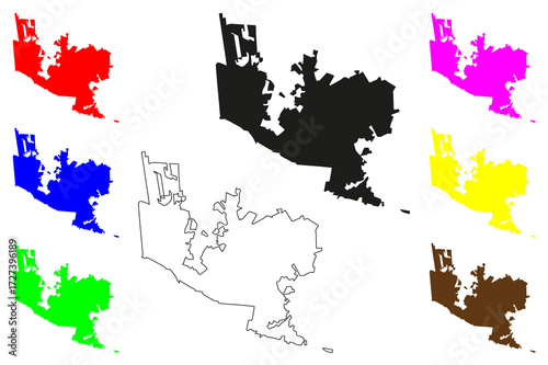 Apodaca city (United Mexican States, Mexico, Nuevo Leon State) map vector illustration, scribble sketch Apodaca map