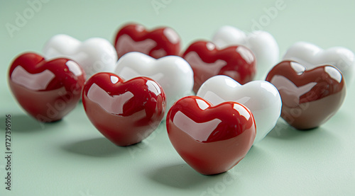 red hearts on white background
