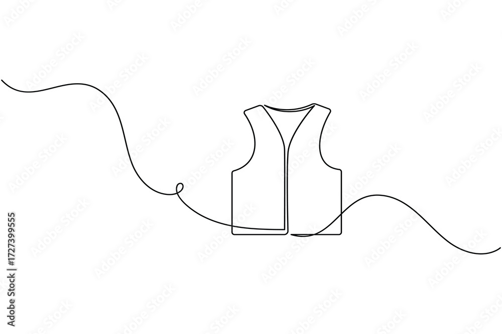 Obraz premium Life jacket continuous one line art drawing safety vest vector illustration