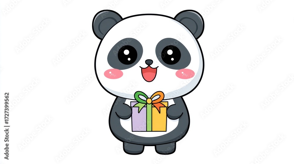 Fototapeta premium Cute panda bear gift