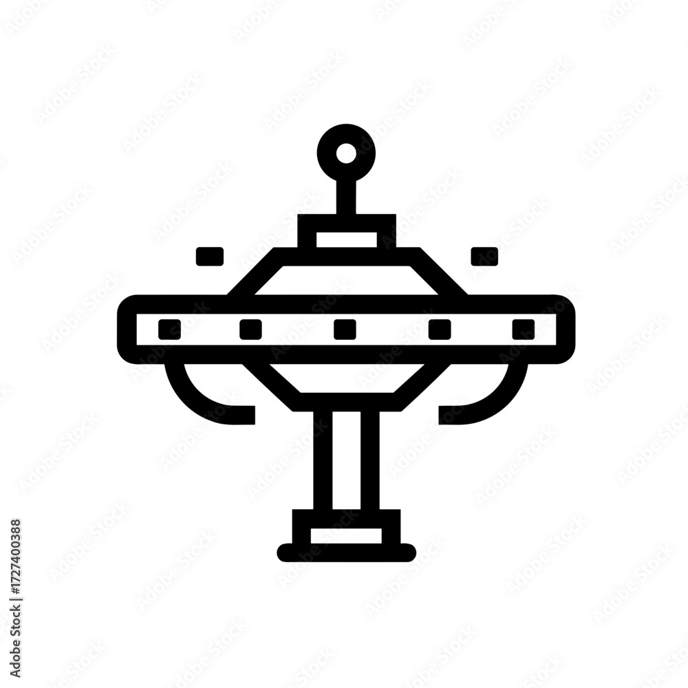 Fototapeta premium Simple black Spaceship Station Icon