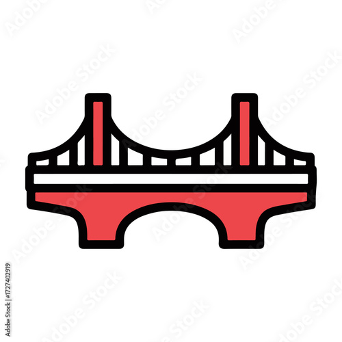 San Francisco's Iconic Golden Gate Bridge Illustration in Simplified Outline