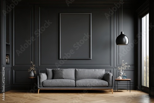 Modern classic living room mockup