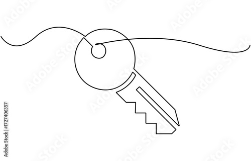 Continuous one line home key drawing Vector.