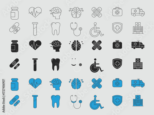 Medical health care outline vector design template