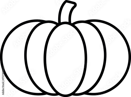 Pumpkin Outline Silhouette, Smooth Curves, Clean Line Vector