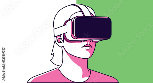 Vibrant digital immersion a stylized illustration of a person experiencing virtual reality technology
