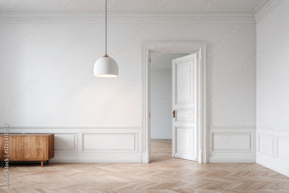 Fototapeta premium Empty, bright room with open doorway