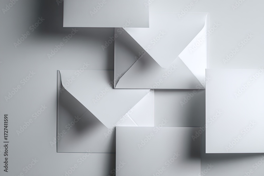 Fototapeta premium Abstract composition of folded white envelopes