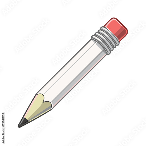 White pencil with red eraser a simple school supply drawing tool illustration