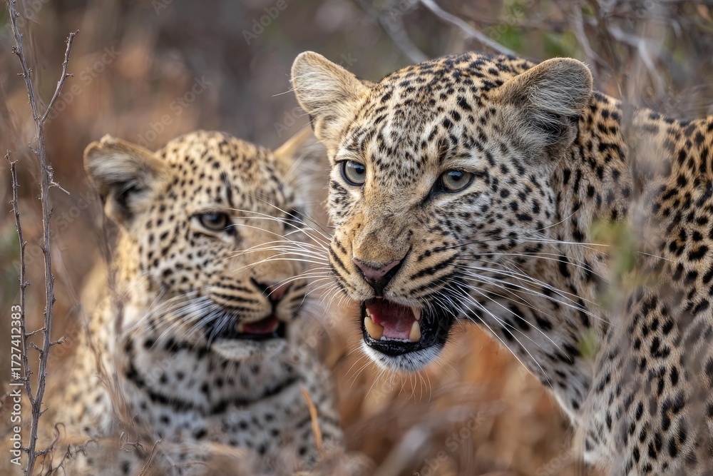 Fototapeta premium Two leopards in the wild
