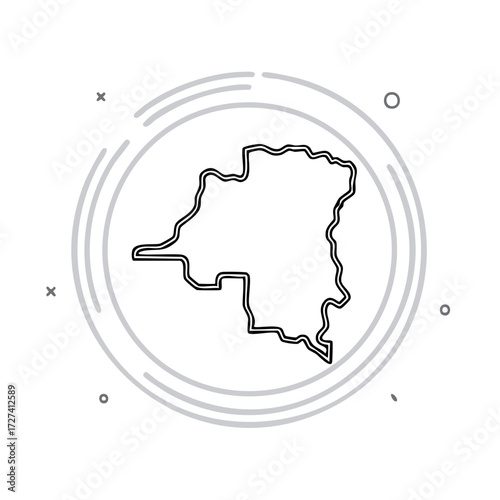 Democratic Republic of the Congo map line icon. Simple vector illustration of the African country outline.