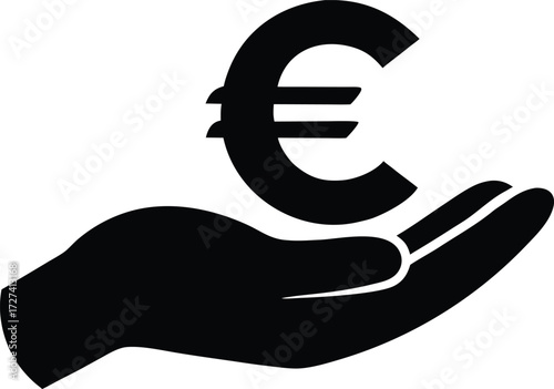 Euro Currency in Open Hand - Payment, Business, and Economy Vector Symbol
